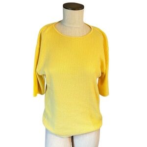 Pendleton Vintage 100% Cotton Yellow Ribbed Knit Womens Lightweight Sweater Sz M